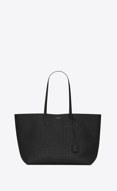 shopping bag saint laurent E/W in embossed crocodile leather
